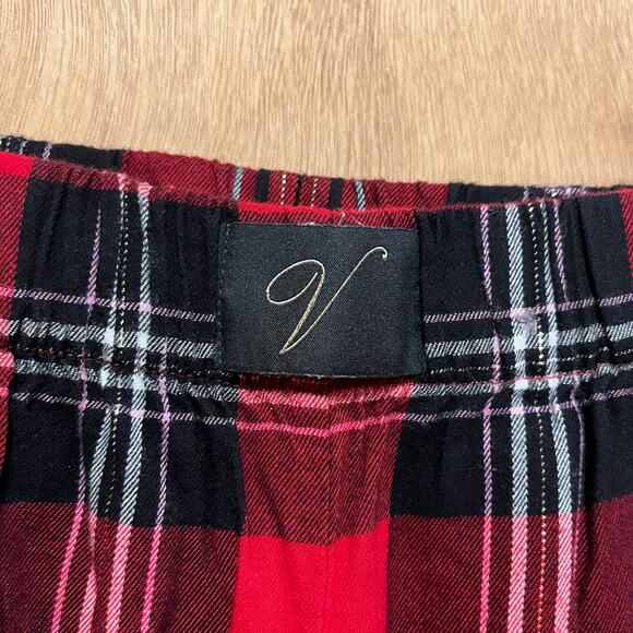 Victoria's Secret Pajama Pants Women's Medium Plaid Holiday Red Black Metallic - Picture 5 of 9